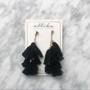NEW Ettika Black and Gold Tassel Earrings